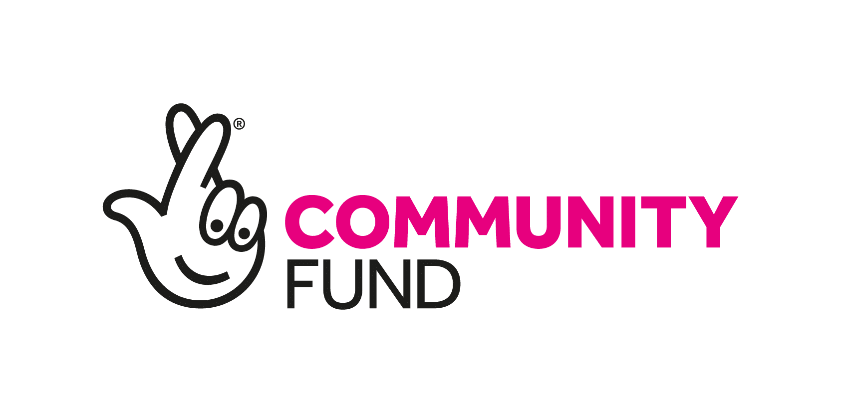The National Lottery Community Fund logo with crossed fingers logo on the left
